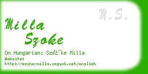 milla szoke business card